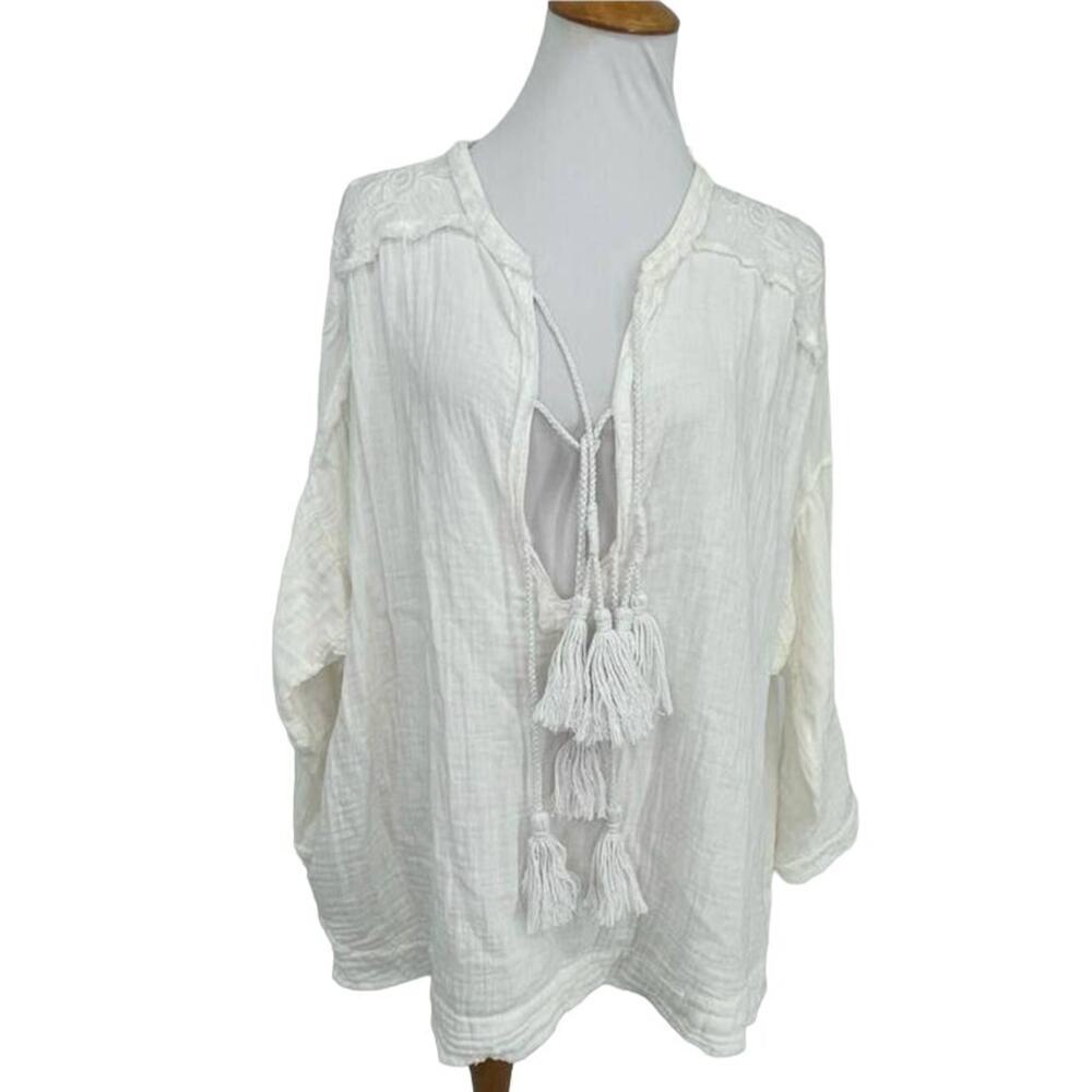 Johnny Was White Peasant Blouse S